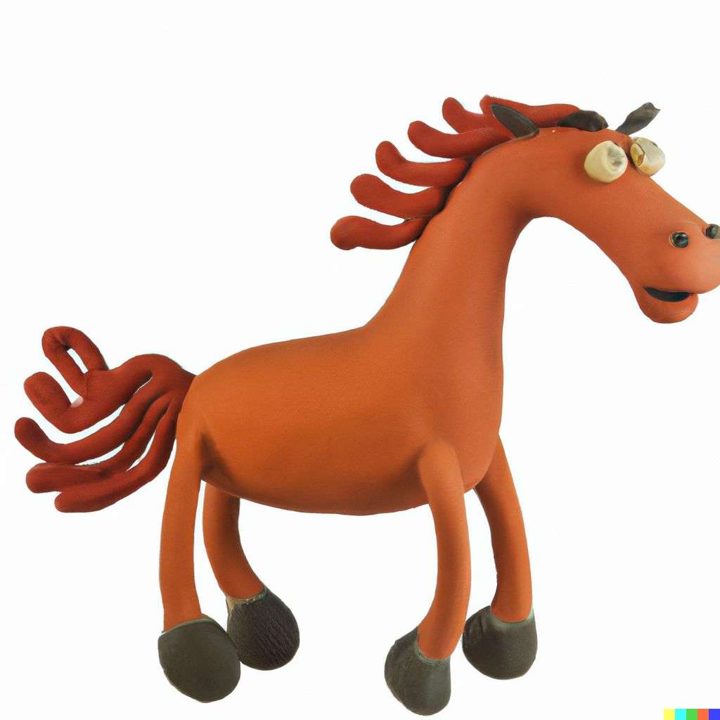 a horse, claymation cartoon
